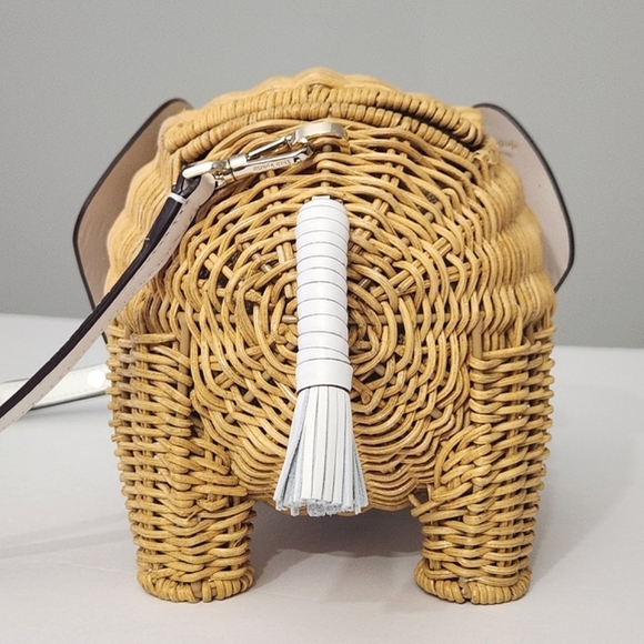 NEW KATE SPADE NEW YORK TINY WICKER ELEPHANT CROSSBODY BAG OPTIC WHITE - Picture 9 of 14